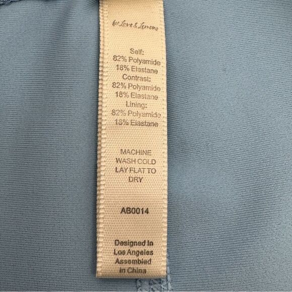 For Love & Lemons Ella Ribbed Crop Leggings Blue Medium - Picture 9 of 13